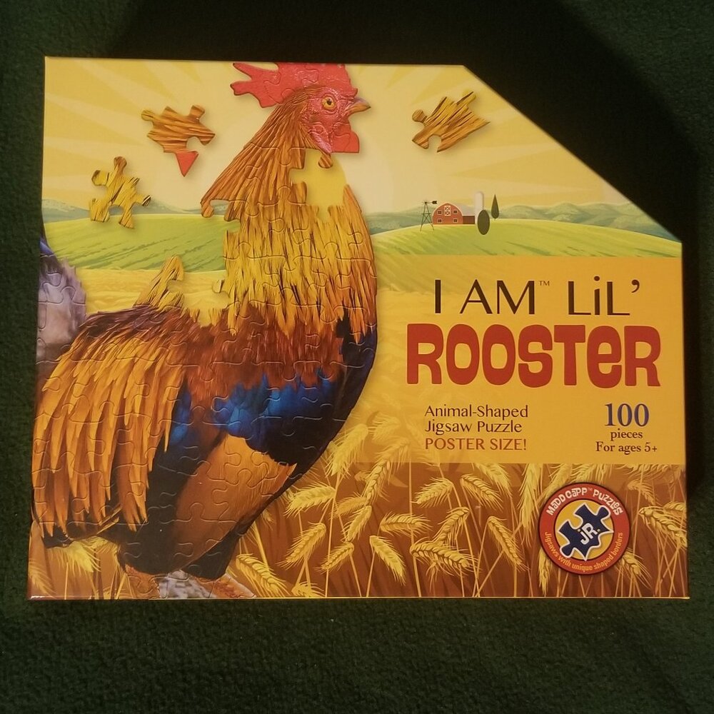 rooster jigsaw puzzle with irregular pieces